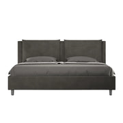 BS COM Letto matrimoniale king size con rete imbottito 190x210 microfibra grigio