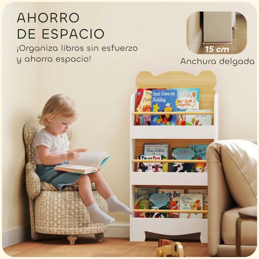 Libreria Bambini 3 Livelli ¨C Minimal ¨C Design Orso Bordi Arrotondati Sicurezza