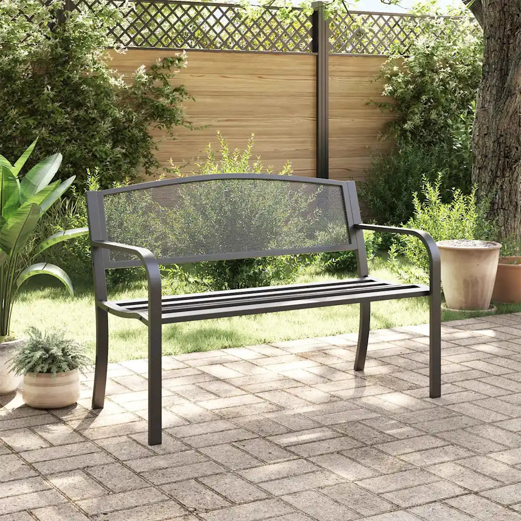 Panchina da Giardino | Panca da Giardino 119 cm Nera in Acciaio
