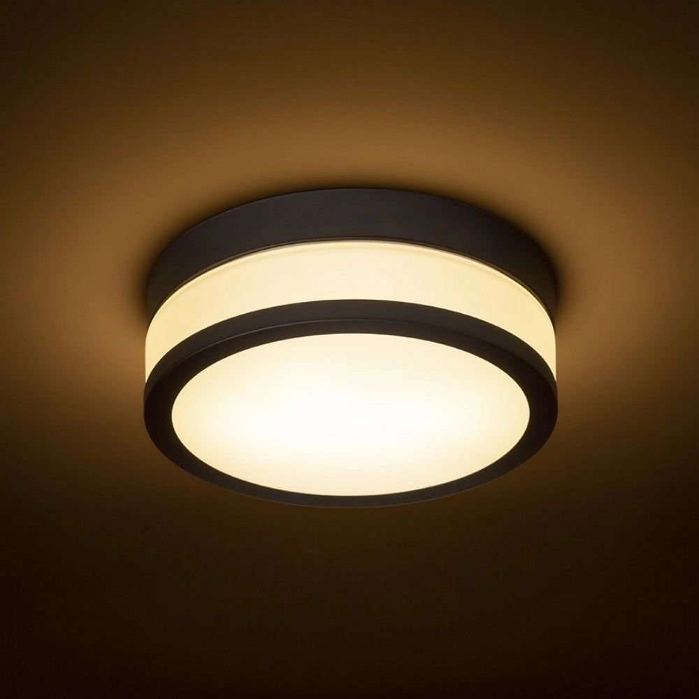 Plafoniera CIRA LED 23 da soffitto  vetro opalino/nero 230V LED 12W IP44  3000K