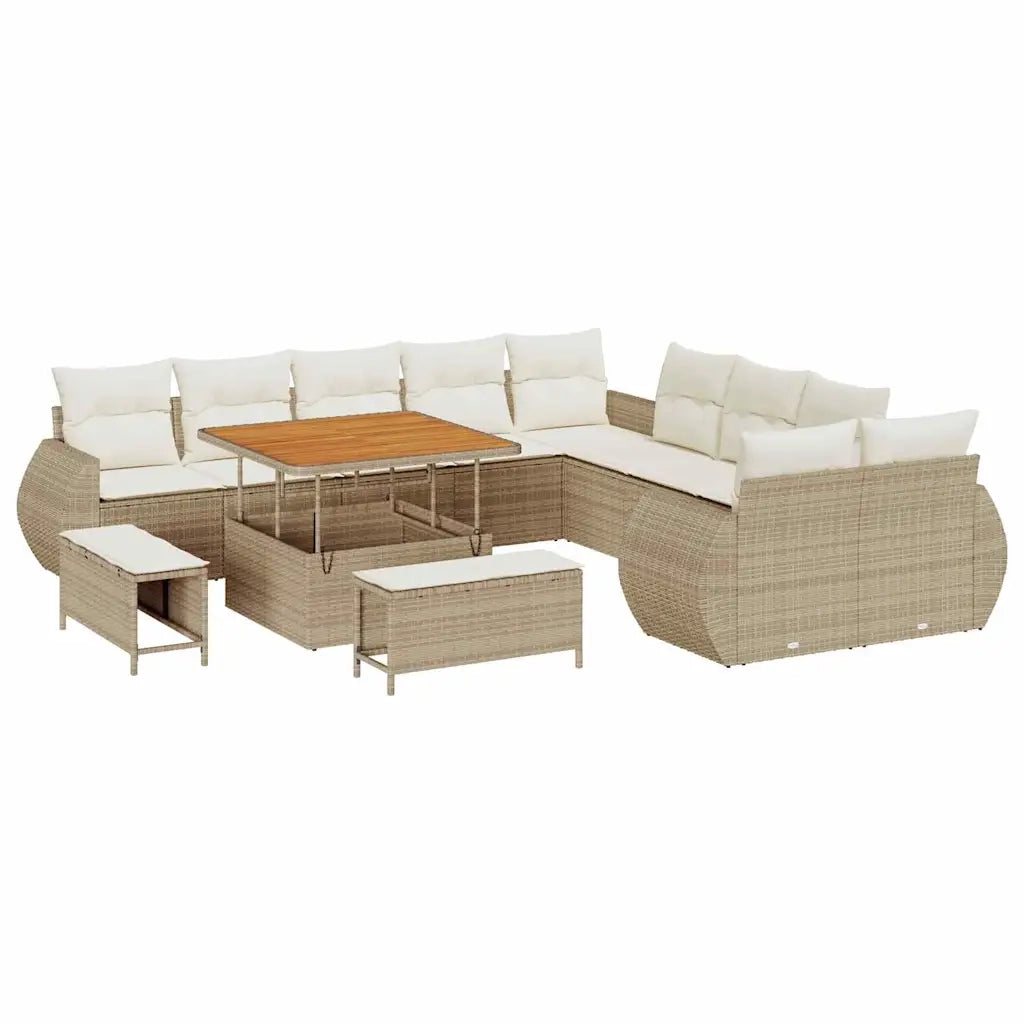 Set Divano da Giardino con cuscino 13 pcs beige e panna 3363876