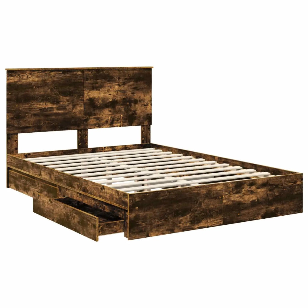 Letto con Contenitore con testiera Rovere fumé 160 x 200 cm 3409535