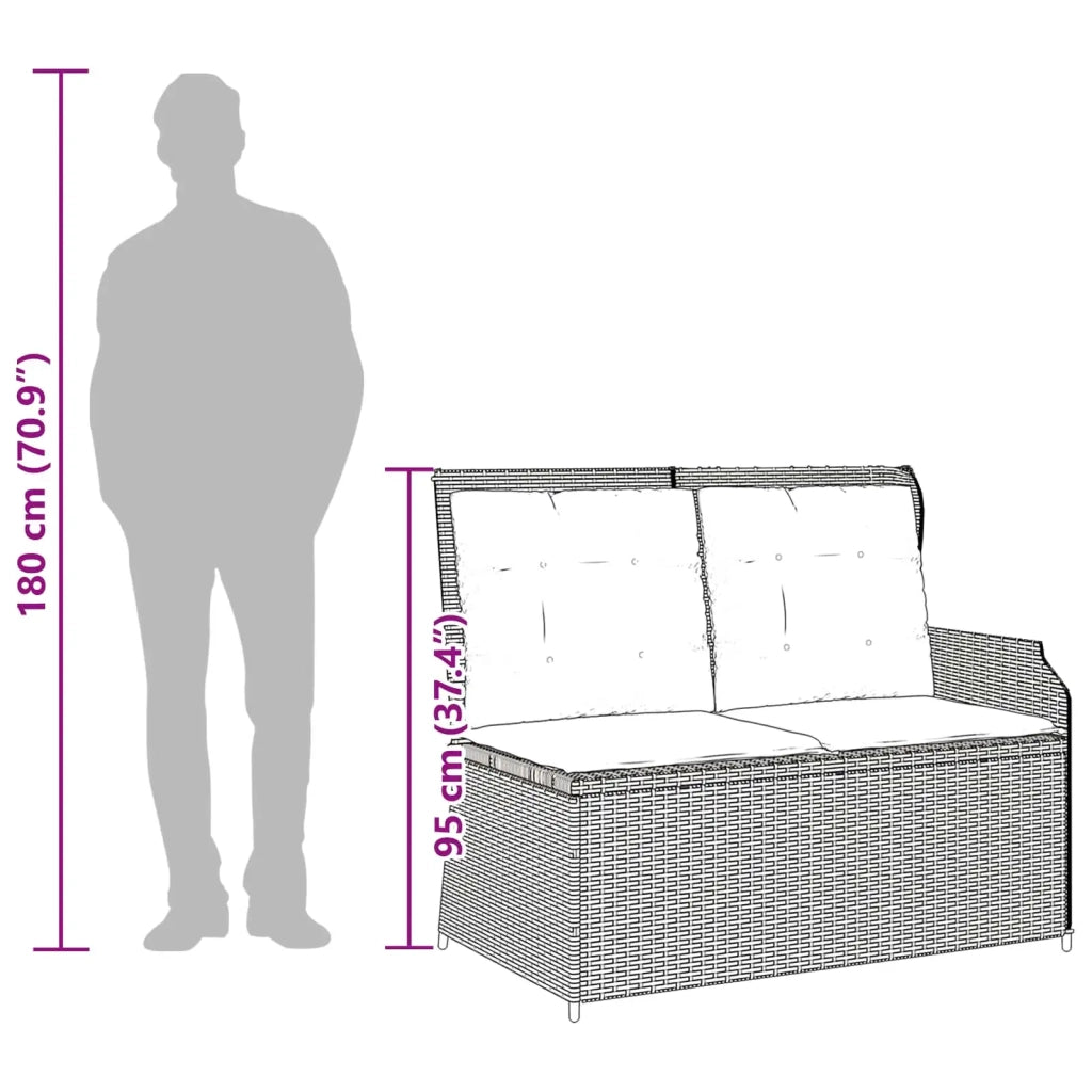 Panchina da giardino con cuscino Grigio chiaro polyrattan 3394445