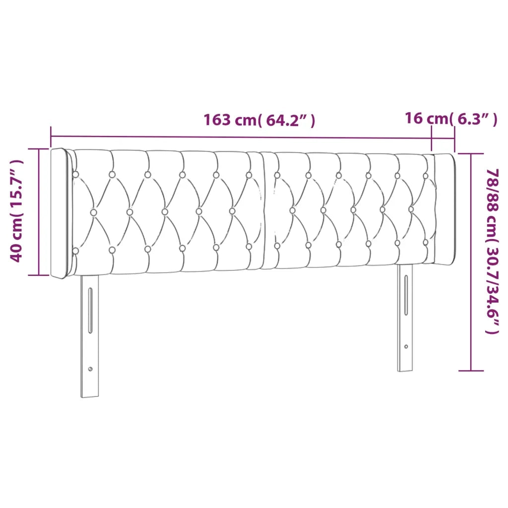 Testiera a LED-Testata con LED Grigio Scuro 163x16x78/88 cm in Velluto 596564