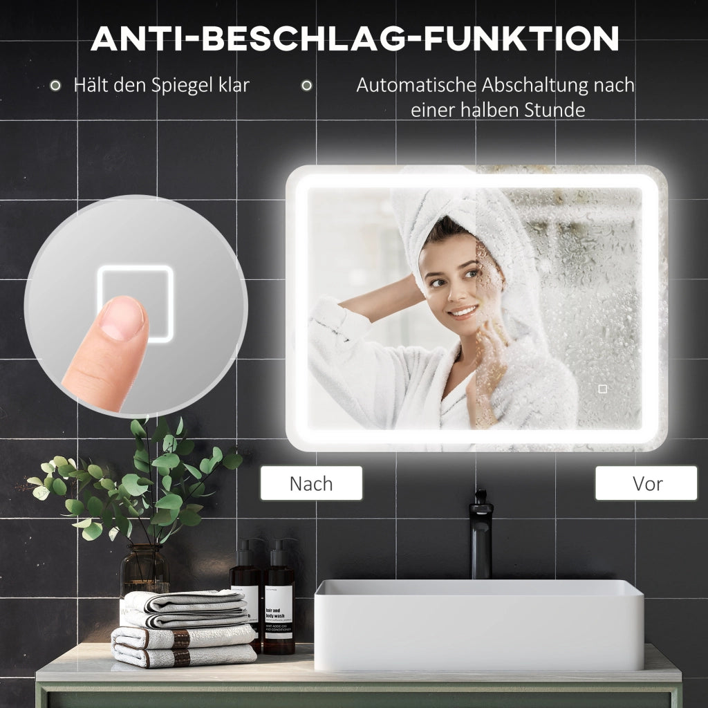Specchio da Bagno Illuminato con Touch ¨C Minimal ¨C Argento 60x80