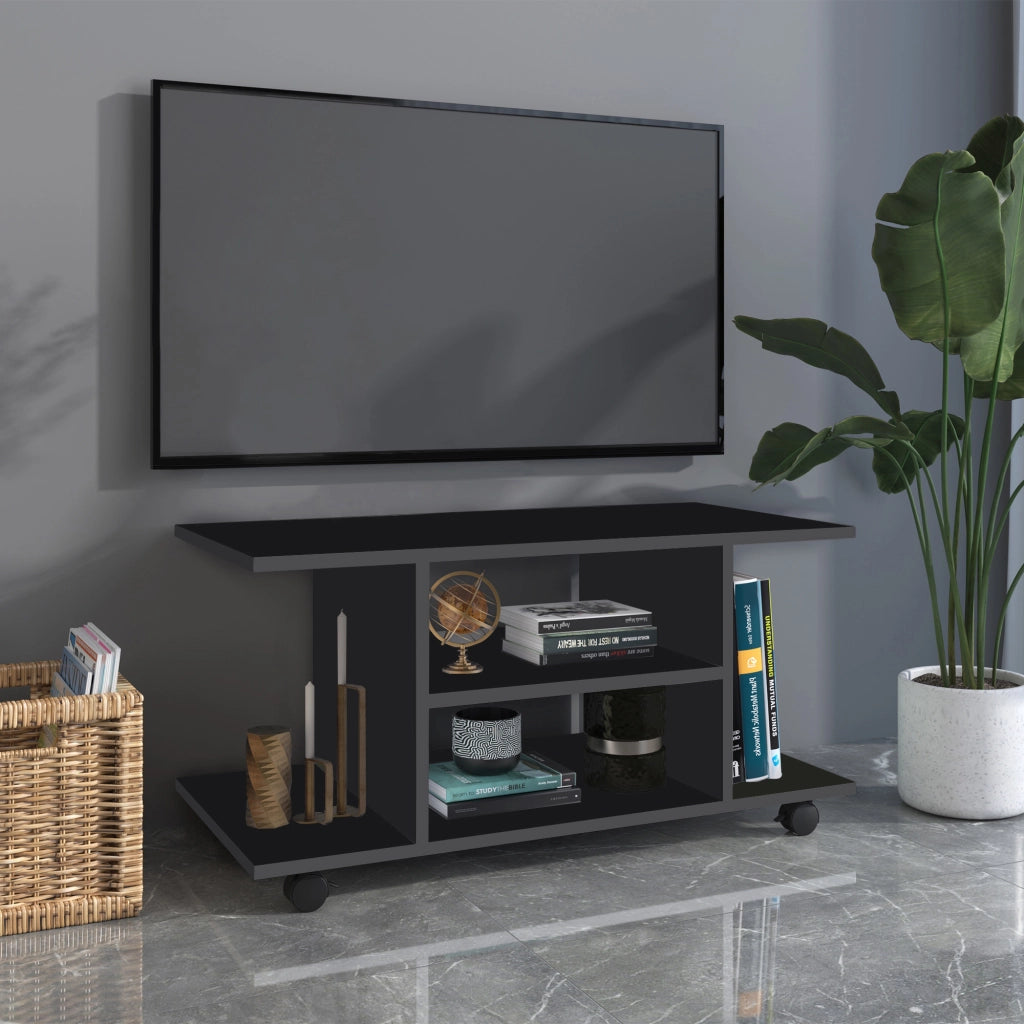 Mobile TV con Ruote ¨C Minimal ¨C Nero 80x40x40 cm