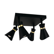 Plafoniera Struhm Loreta nera/oro 4 luci orientabili E14