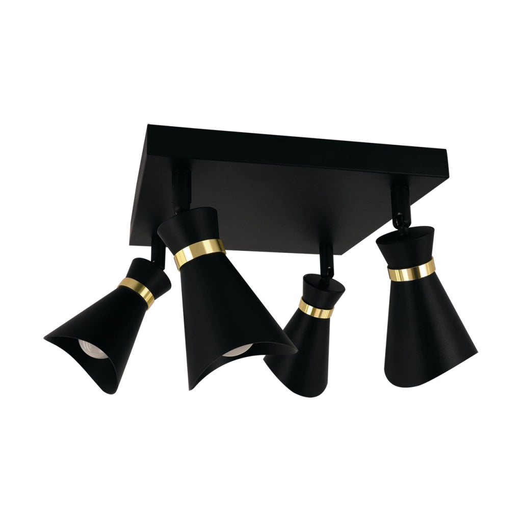Plafoniera Struhm Loreta nera/oro 4 luci orientabili E14