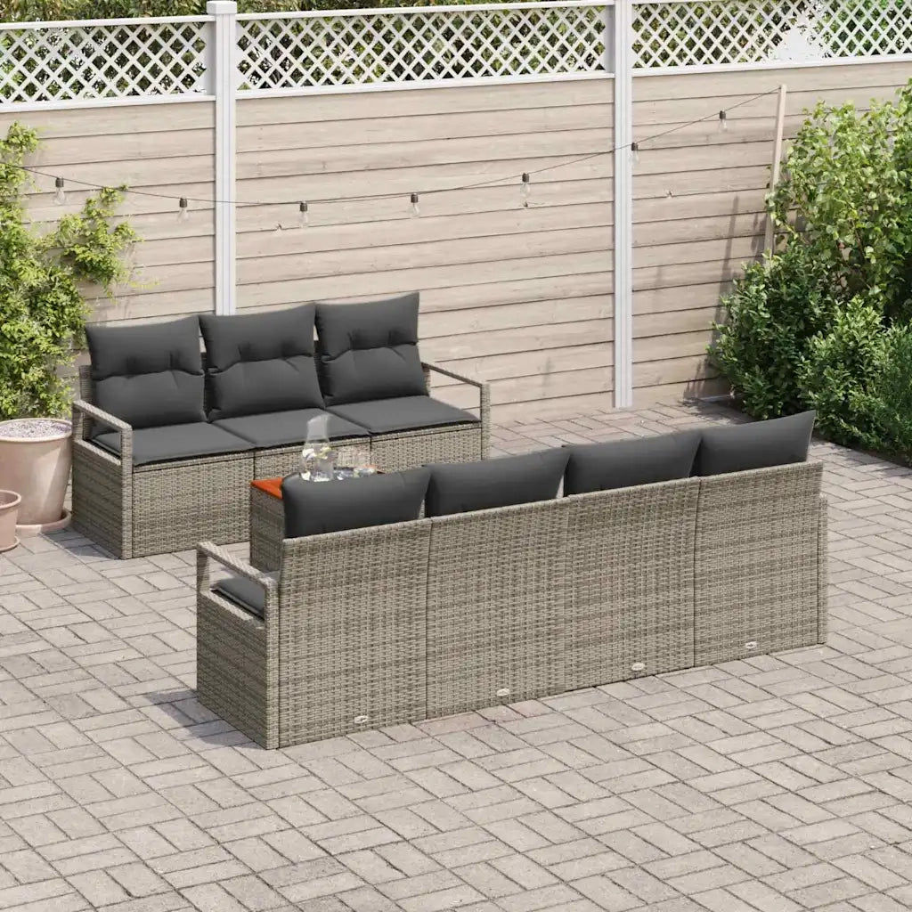 Set Divano da Giardino 8 pcs Grigio polyrattan