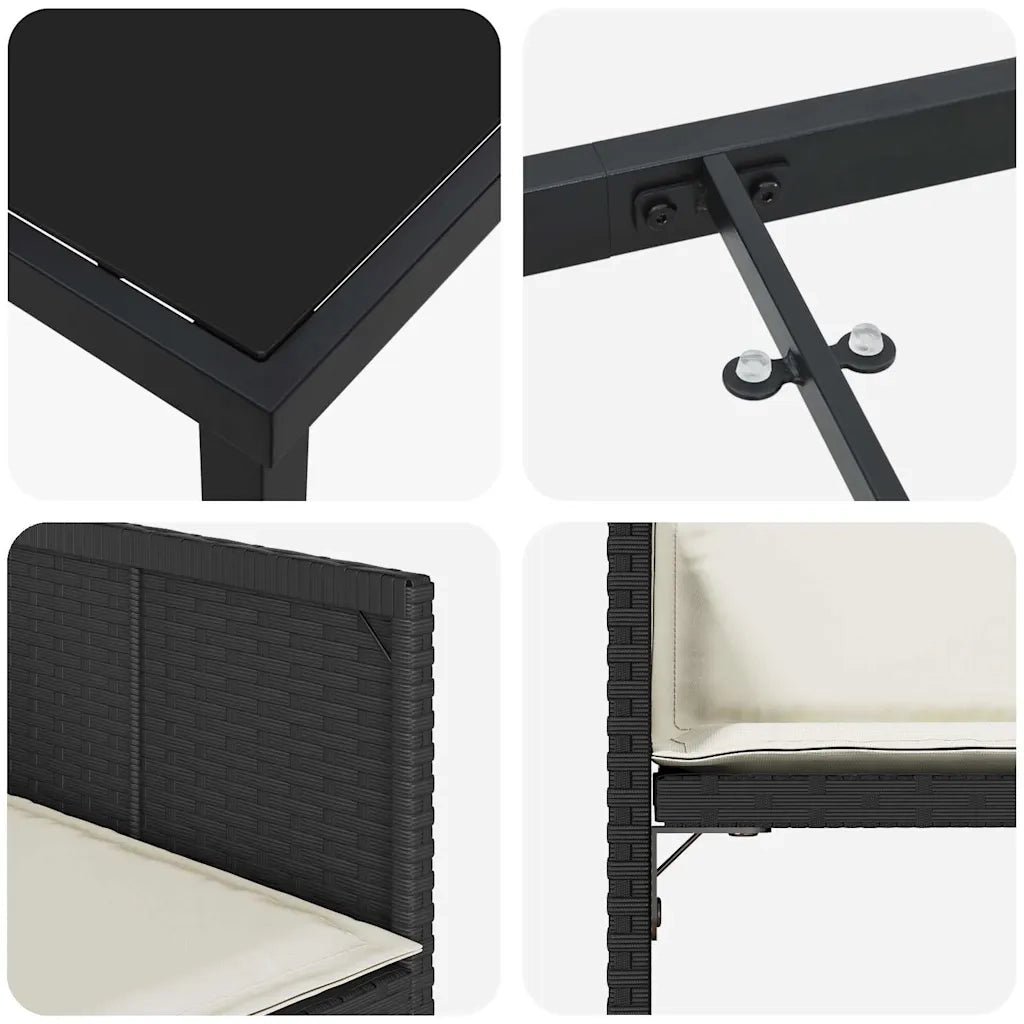 Set da Pranzo per Giardino 9 pcs Nero polyrattan 3380688