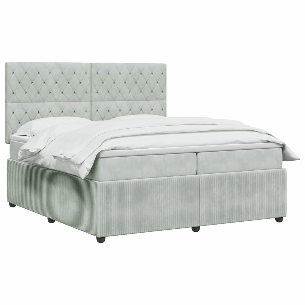 Letto box spring con materasso Grigio Chiaro 200 x 200 cm 3454667