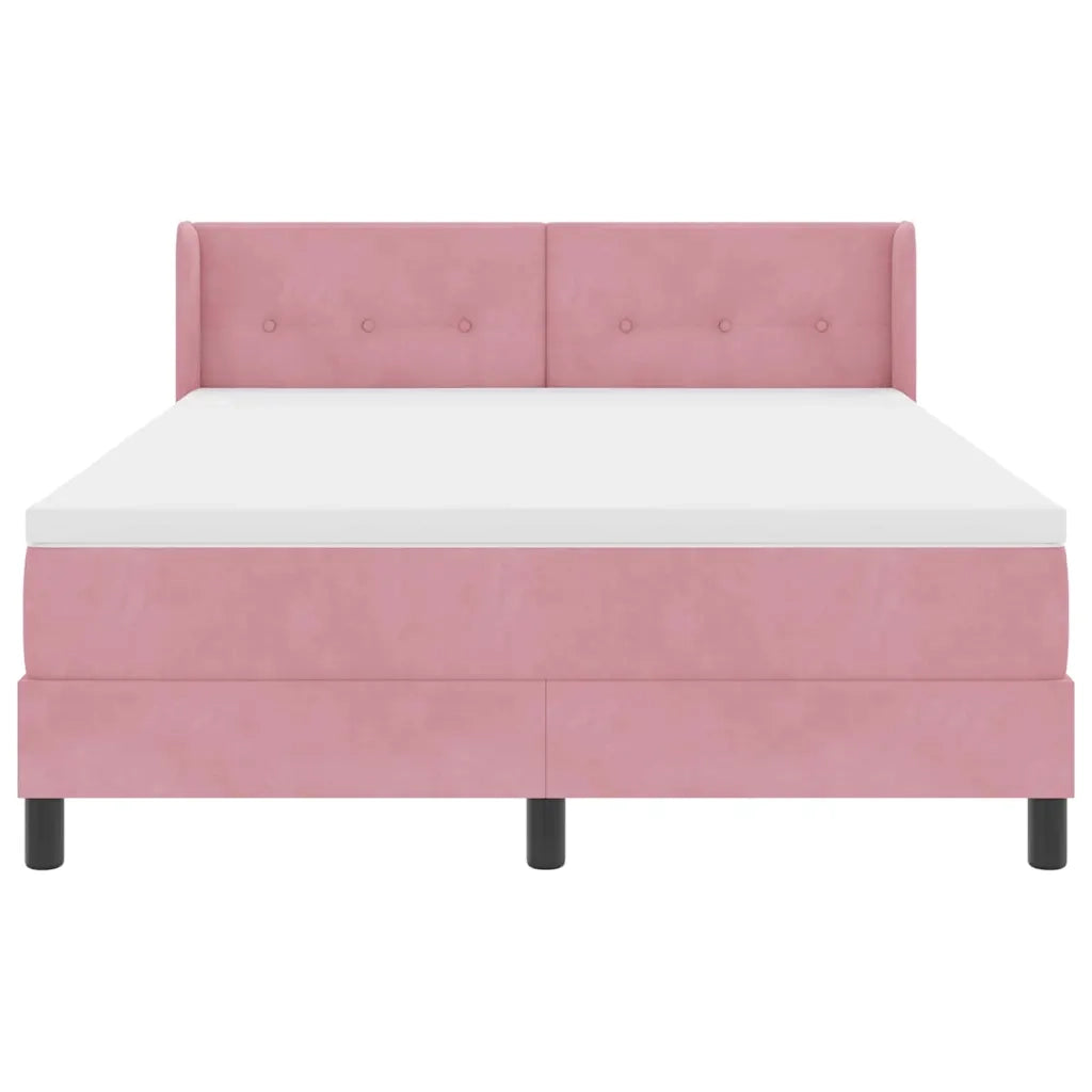 Letto a molle con materasso Rosa 200 x 140 cm Poliestere