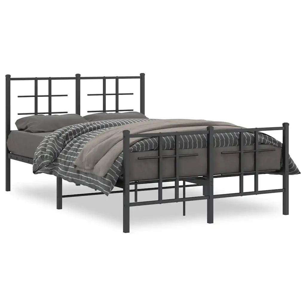 Letto matrimoniale | Letto per adulti | Giroletto con Testiera e Pediera Metallo Nero 120x190 cm