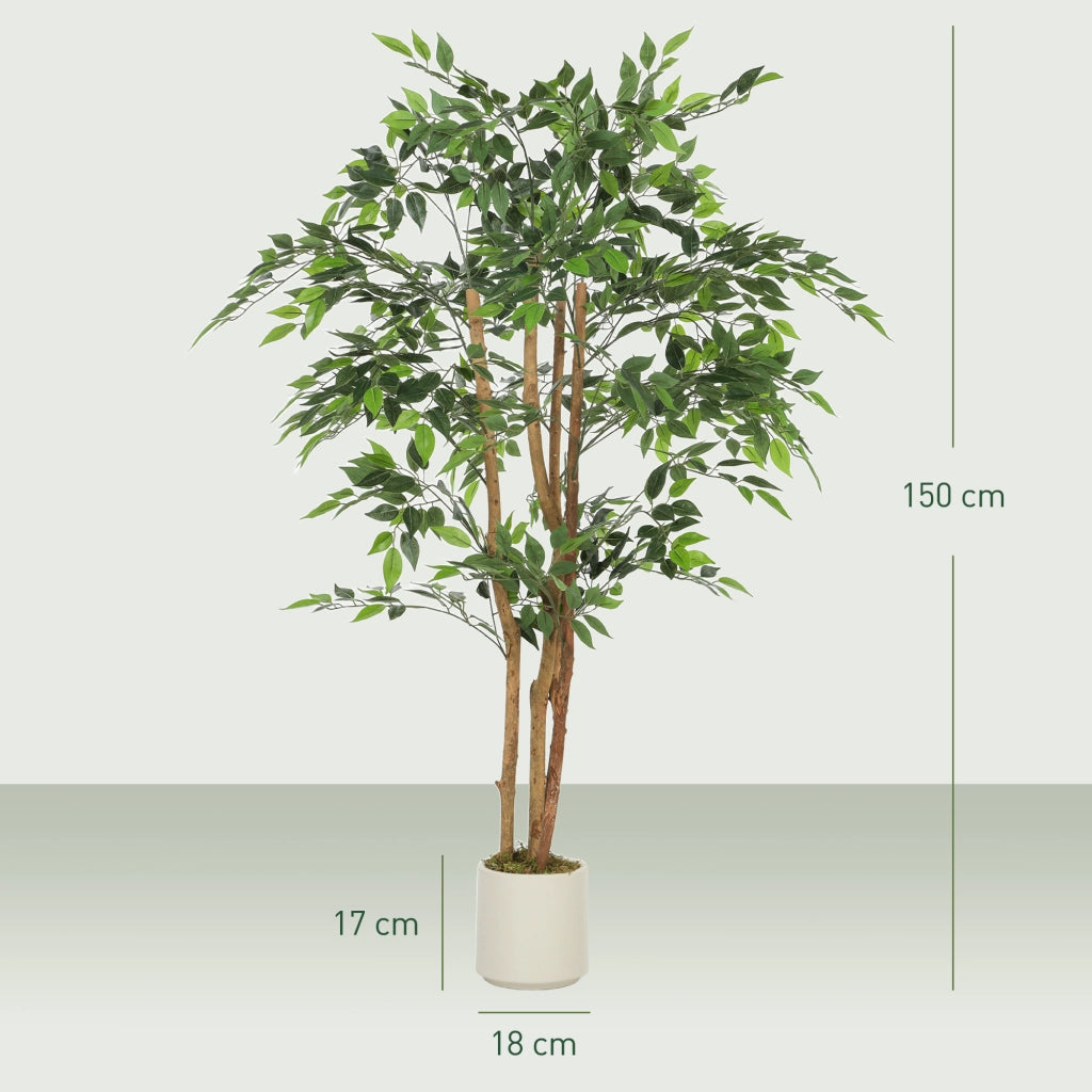 Ficus Artificiale 150 cm ¨C zephmum ¨C Verde con Vaso per Interni