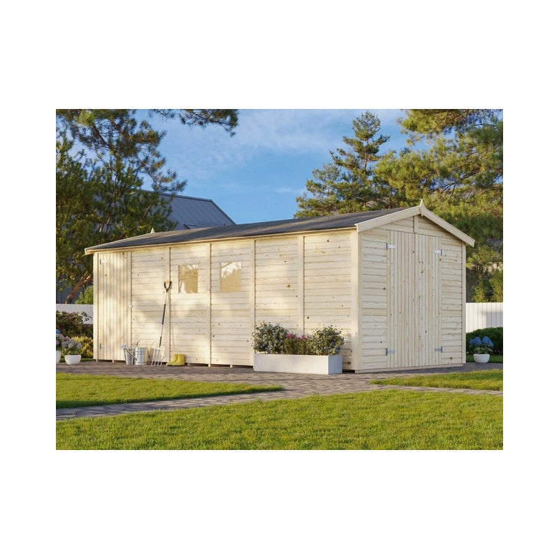 Casetta da giardino in legno 273x550 cm con doppia porta e porta laterale 14,7 m²  Esterni da Vivere