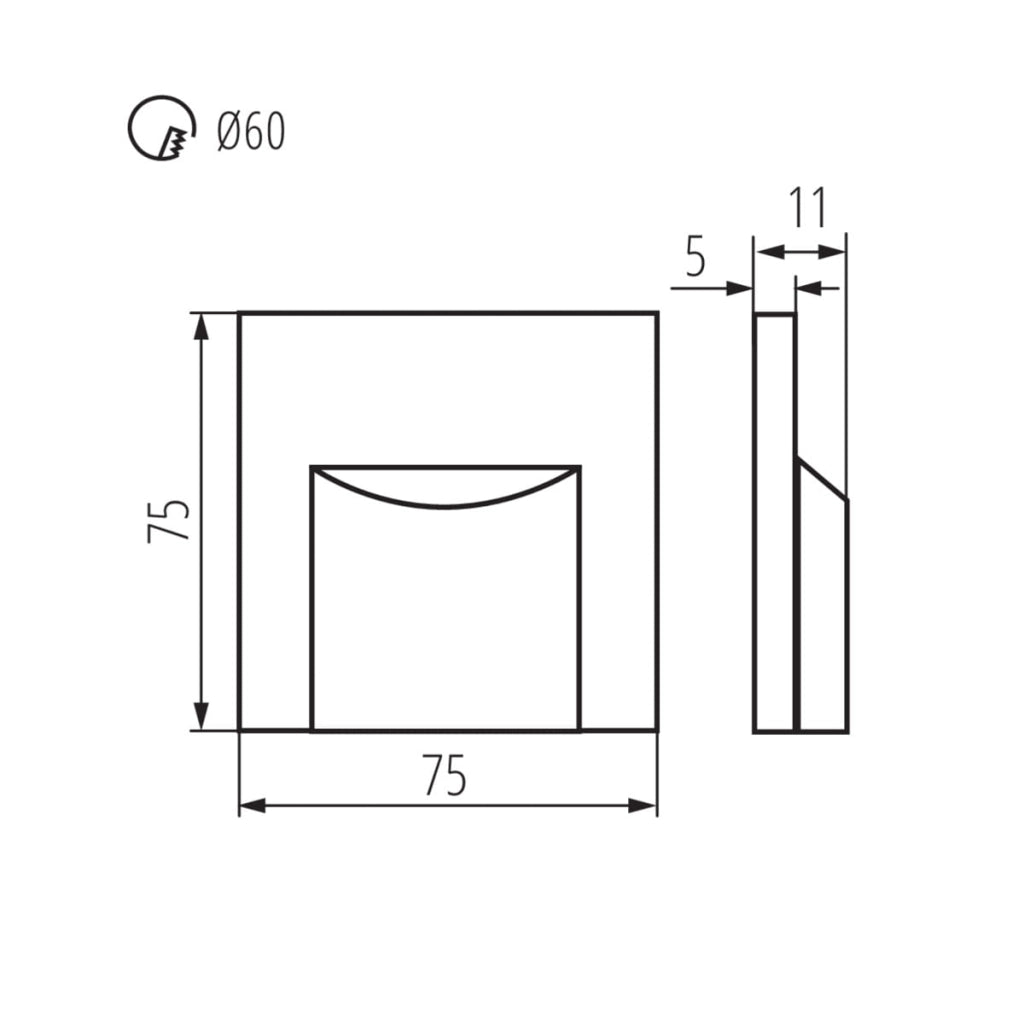 Luce scala da incasso ERINUS LED nera 12V 4000K Kanlux