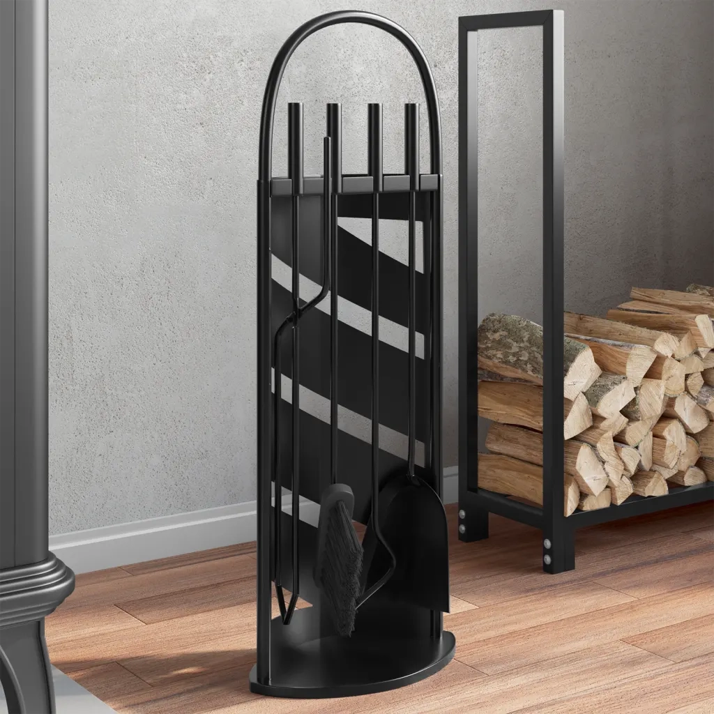 Set Attrezzi per Caminetto 5 pz-Kit per Caminetto 23x15x66 cm in Acciaio