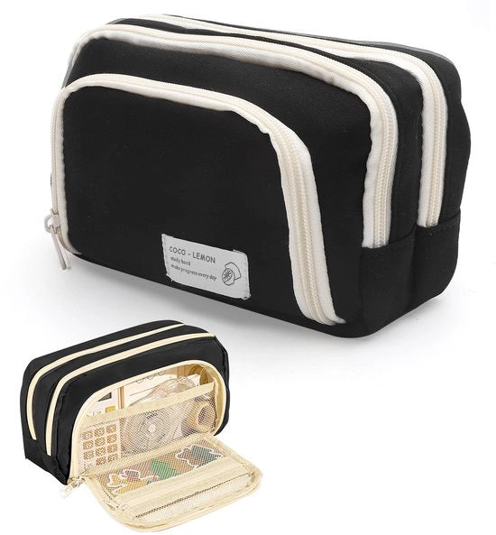Etui per matite 3 compartimenti capiente per matite per scuola e ufficio