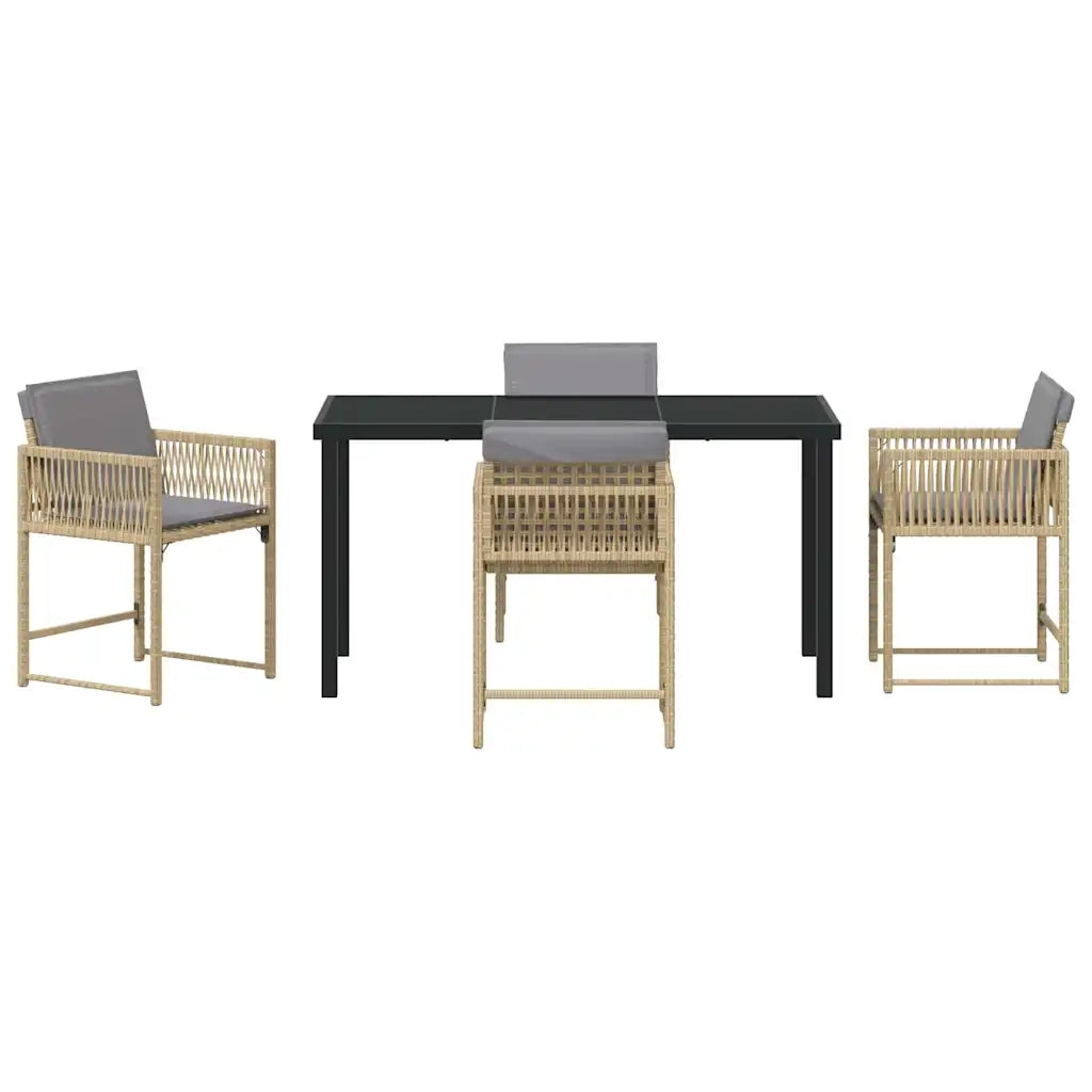 Set da Pranzo per Giardino 5 pcs Beige polyrattan 3380766