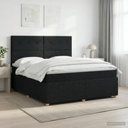 Letto box spring con materasso Nero 180 x 200 cm Tessuto 3454454