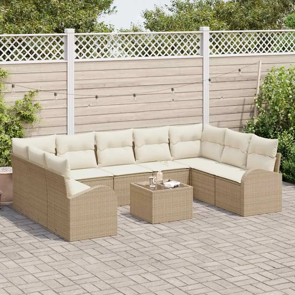 Set di divani con cuscino 10 pcs Beige Rattan in Polipropilene