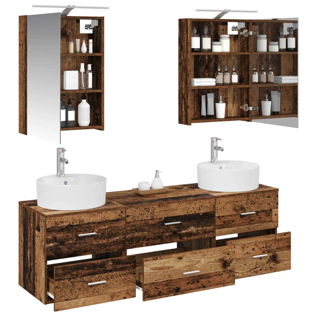 Set di mobili per il bagno 5 pz Legno antico 3406877
