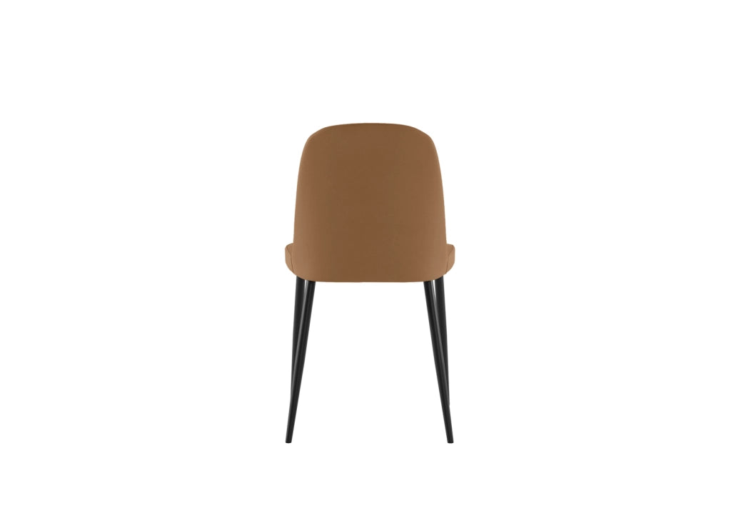 Sedia Tamara da pranzo moderna rivestimento soft-touch caramello gambe in metallo nero, design elegante 45x52x85 cm - Seduta Design