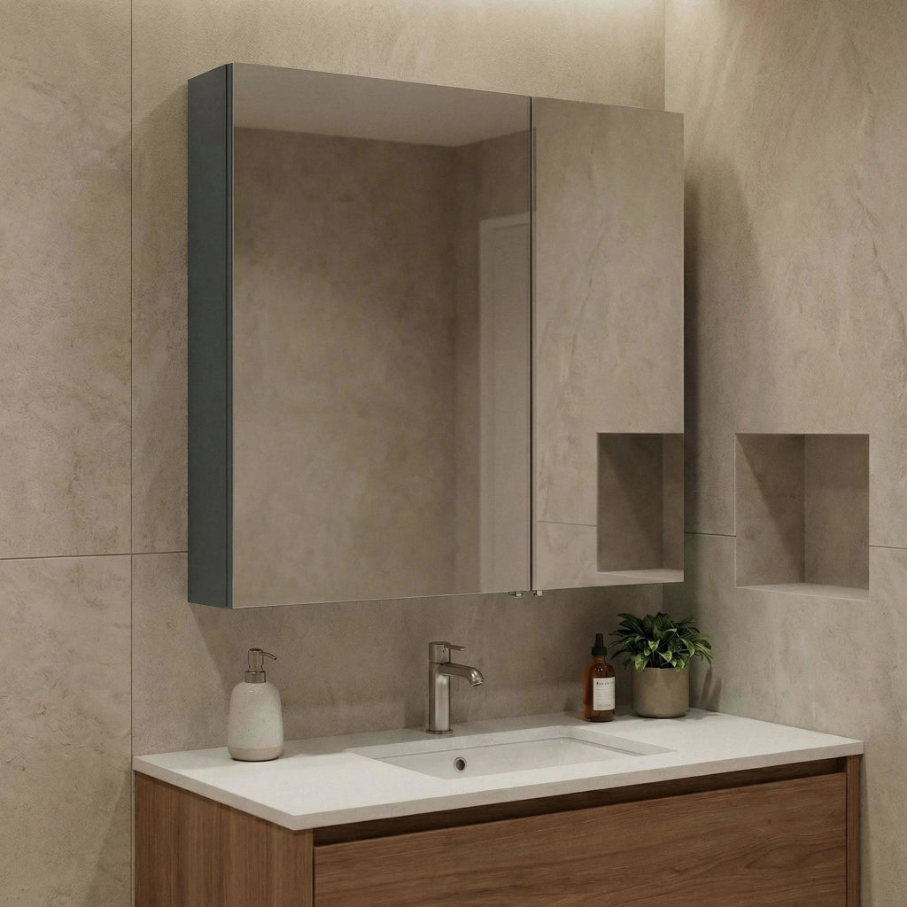 Mobile da bagno con specchio "Side 60" - 60 x 16 x 66 cm - Antracite opaco