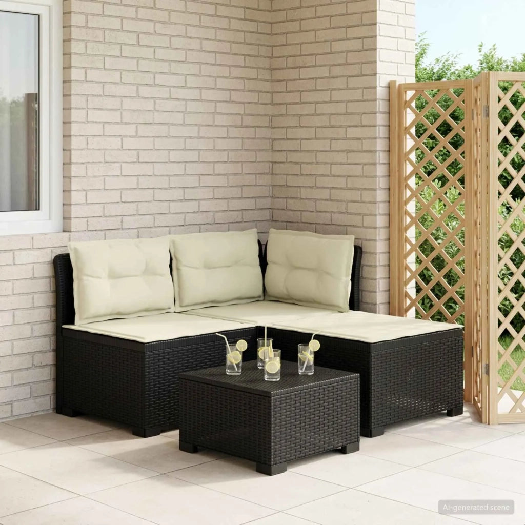 Divano da esterno-Divano da Giardino 3 posti con cuscini in look rattan PP 622107