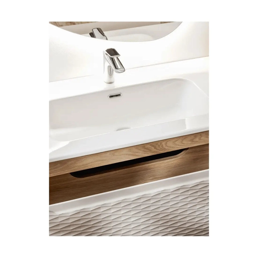 Mobile sottolavabo YOKA - Beige e rovere chiaro 120 cm