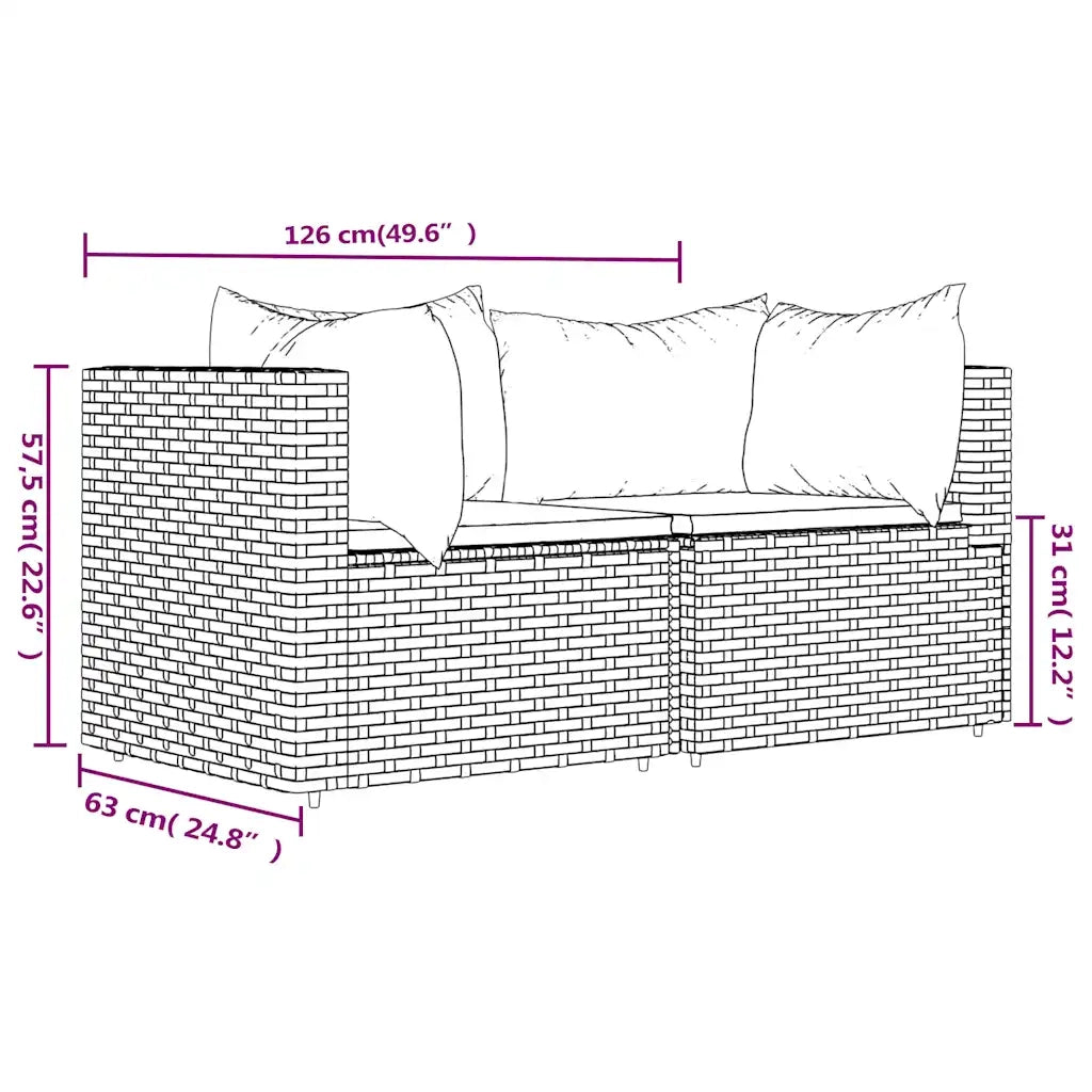 Divani Angolari da Giardino con Cuscini 2pz in Polyrattan Nero 319778