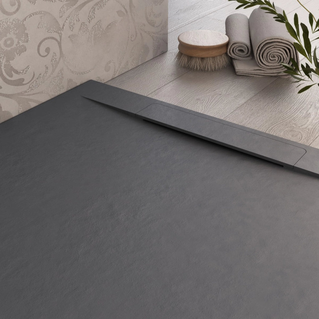 Piatto doccia in marmoresina grigio scuro effetto pietra cemento vincent, misura 90x190
