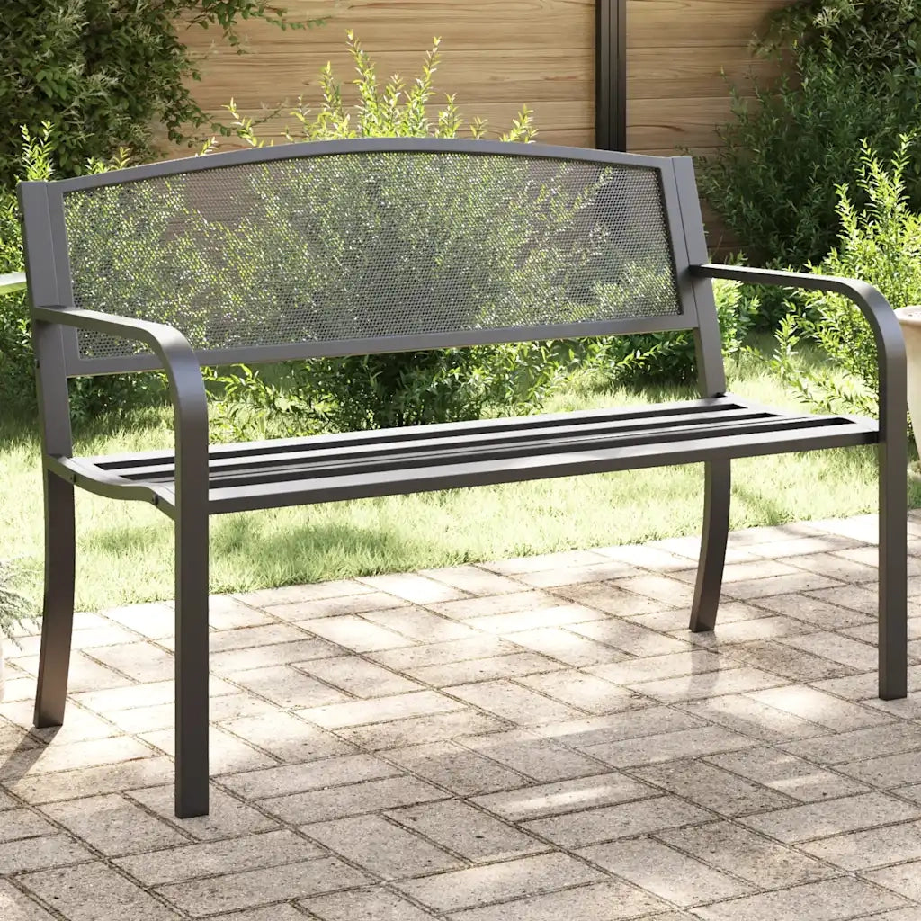 Panchina da Giardino | Panca da Giardino 119 cm Nera in Acciaio