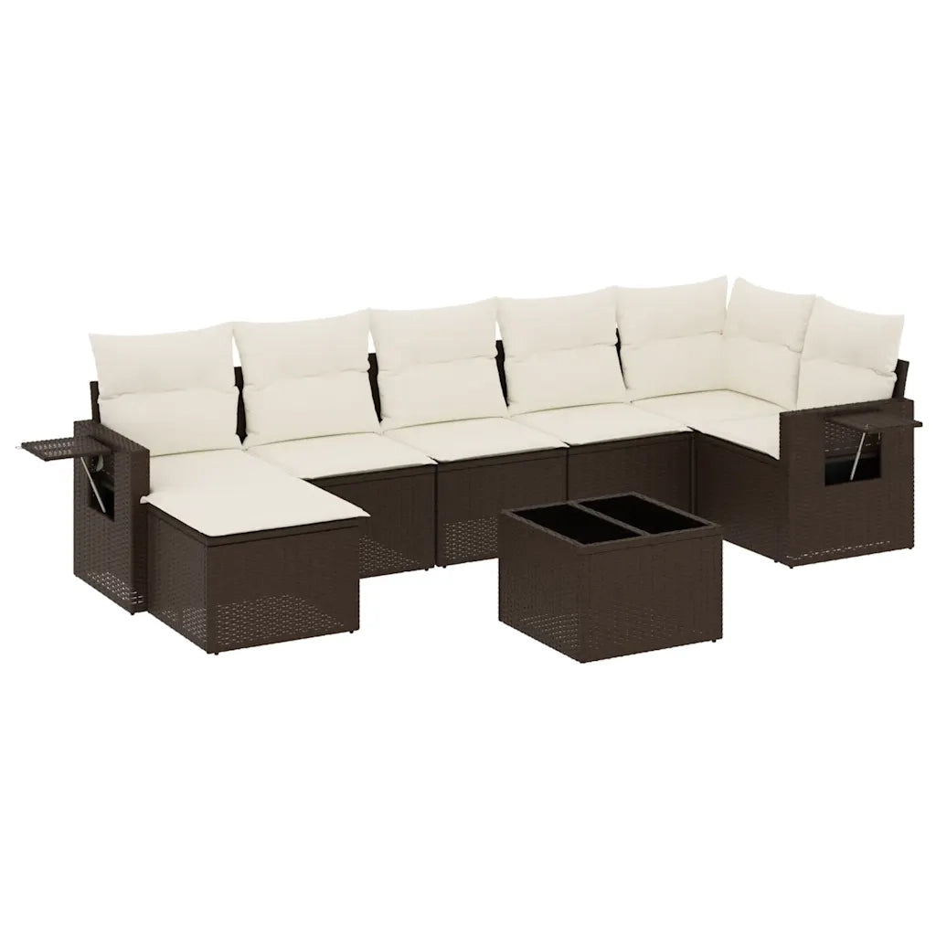 Set Divani da Giardino 8 pz con Cuscini Marrone in Polyrattan 3252830