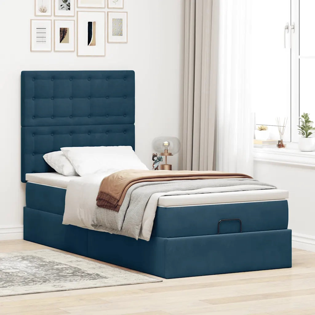 Struttura Letto Pouf con Materassi 90x190 cm in Velluto 3313587