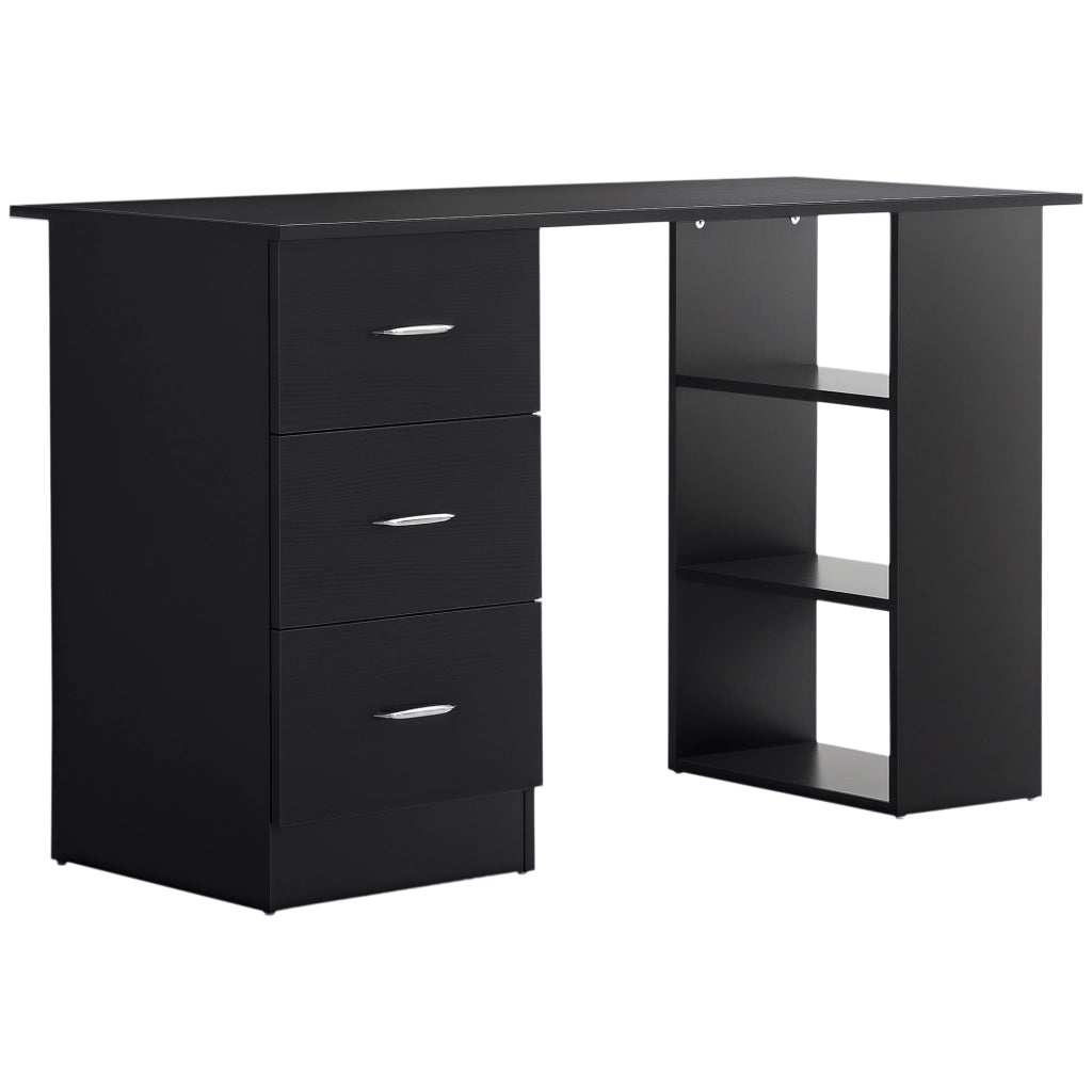 Scrivania per Computer con Cassetti e Ripiani ¨C Xylo ¨C Legno MDF Nero 120x49x72 cm
