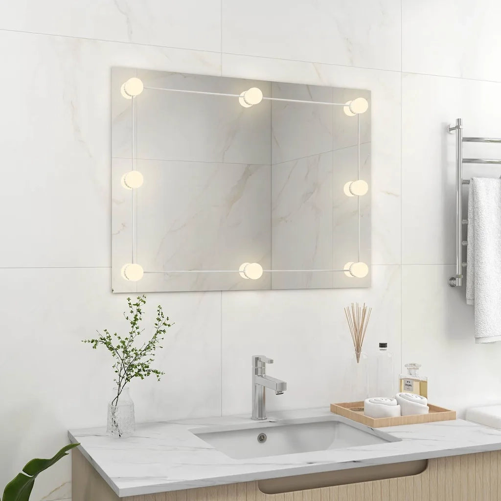 Specchio Parete Rettangolare Senza Cornice con Luci LED Vetro 3078644
