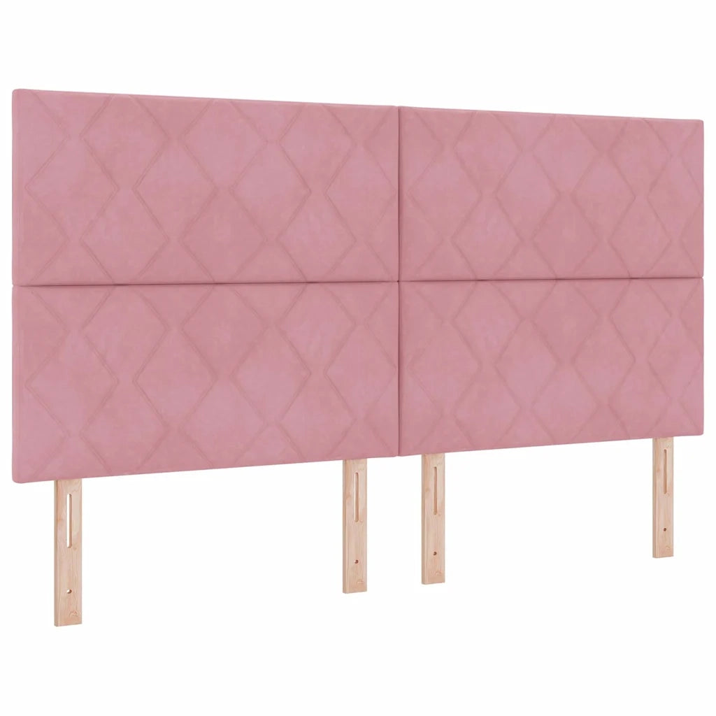 Letto a molle con materasso con led Rosa 180 x 200 cm Velluto