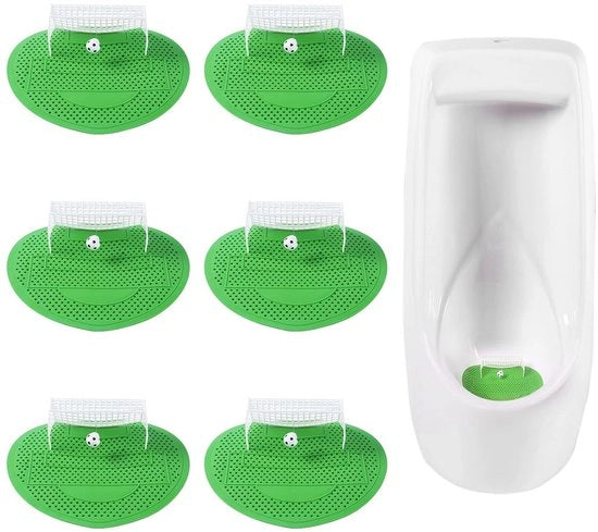 Urinoir zeefjes set di 6 pezzi per protezione dall'acqua e controllo dell'odore presso i water. Design di reti da calcio divertente per uffici, stadi e hotel.