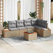 Set Divano da Giardino 6 pcs beige e grigio chiaro Poly Rattan