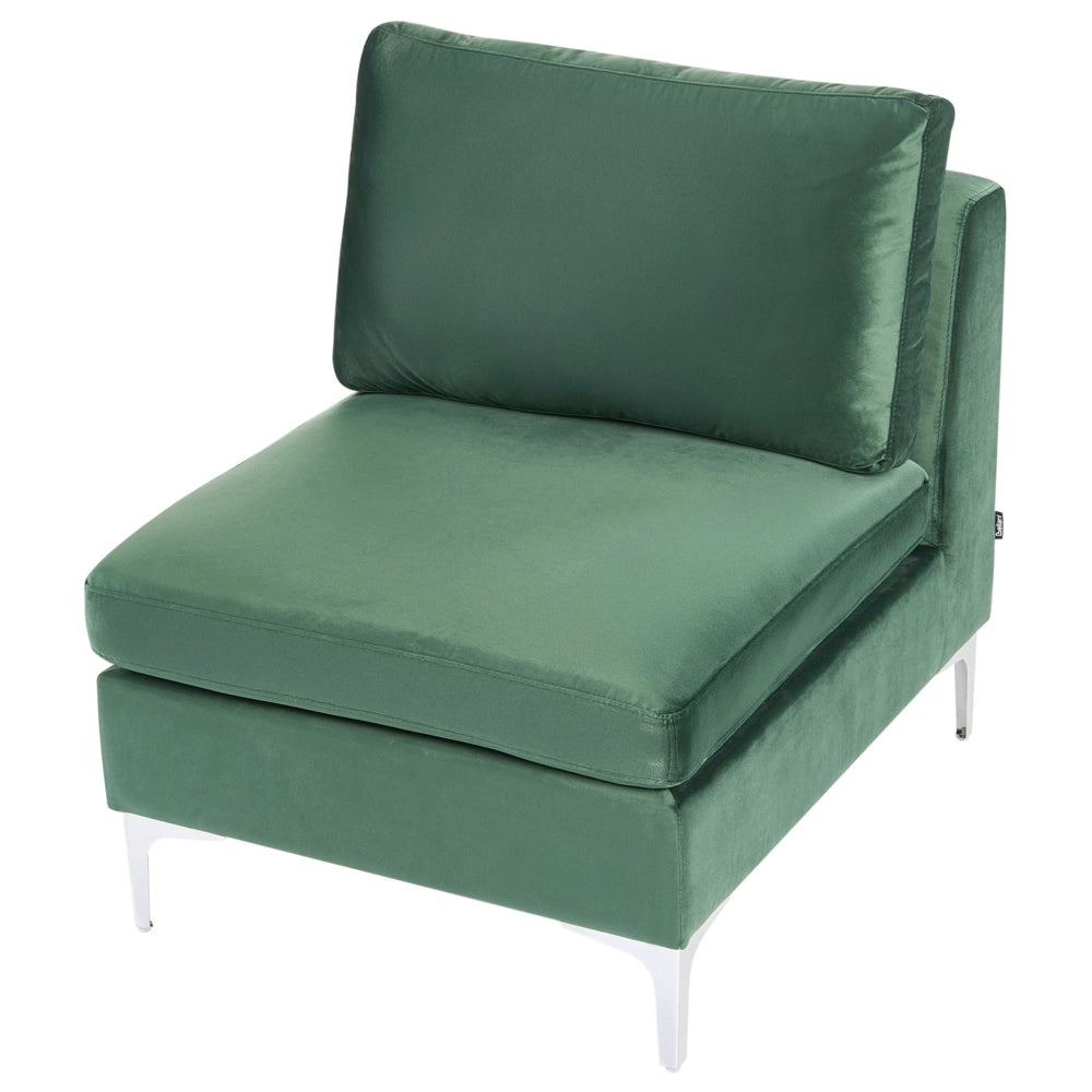 Modulo divano a 1 posto in velluto verde Gambe in metallo argento Stile glamour