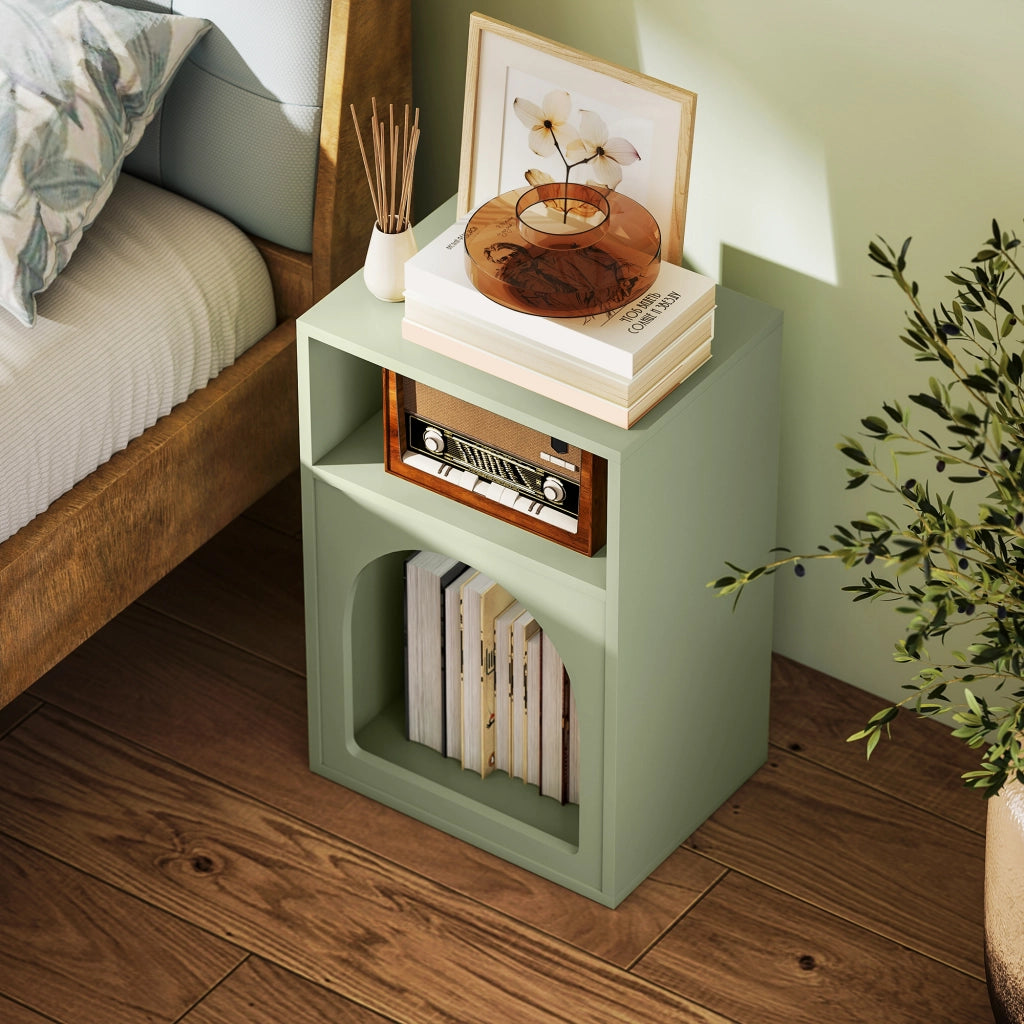 Comodino con 2 compartimenti aperti ¨C Xylo ¨C Verde 40x30x60 cm