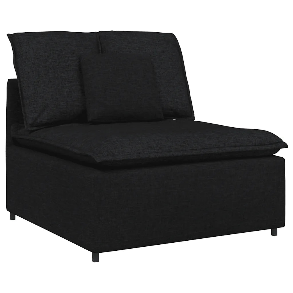 Divano Modulare con Cuscini in Tessuto Nero 3321149