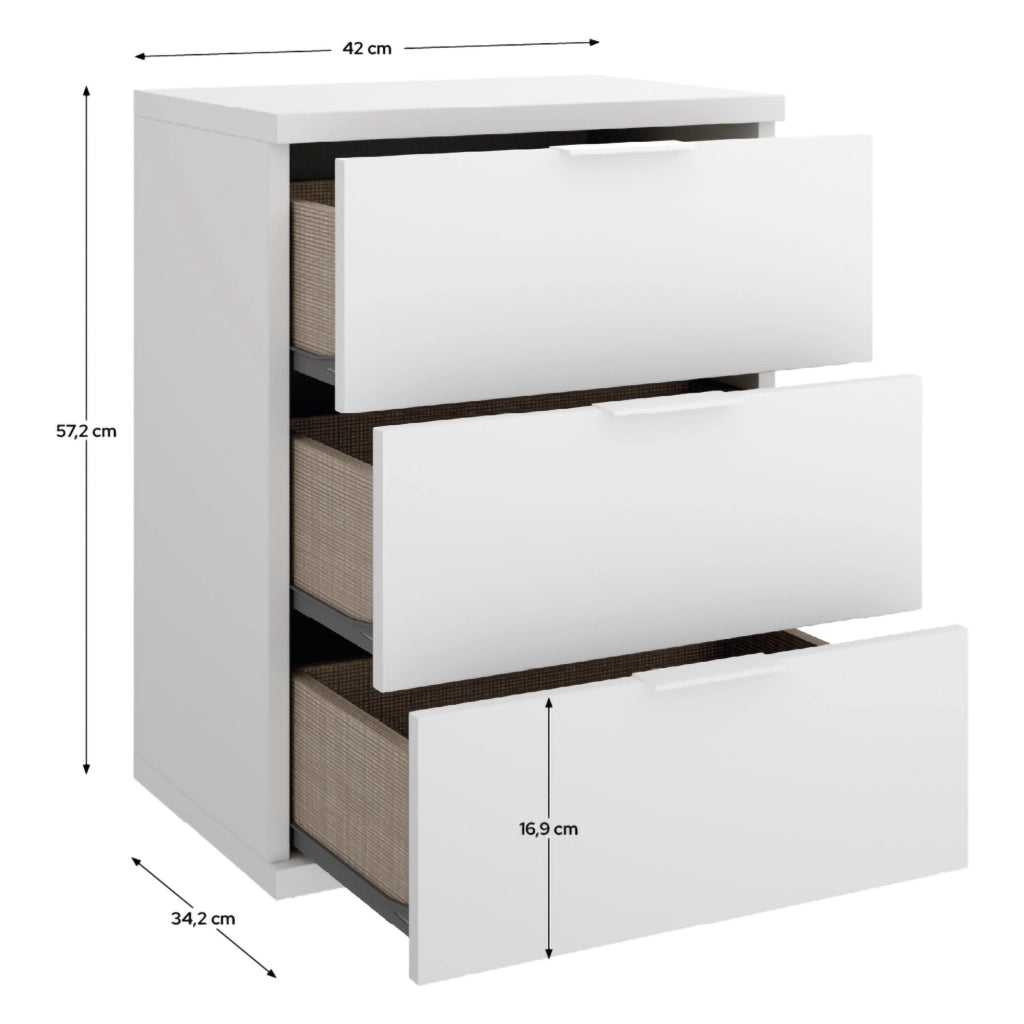 Sturgis, Comodino un Ripiano, 34x42x57h cm Bianco