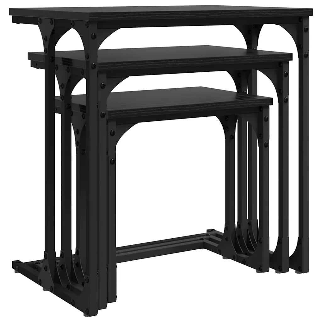 Tavolo da caffè nesting 3 pcs Rovere nero Legno multistrato 883533