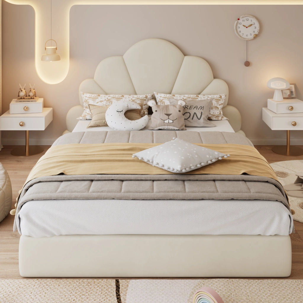 letto imbottito velluto beige 140x200 cm