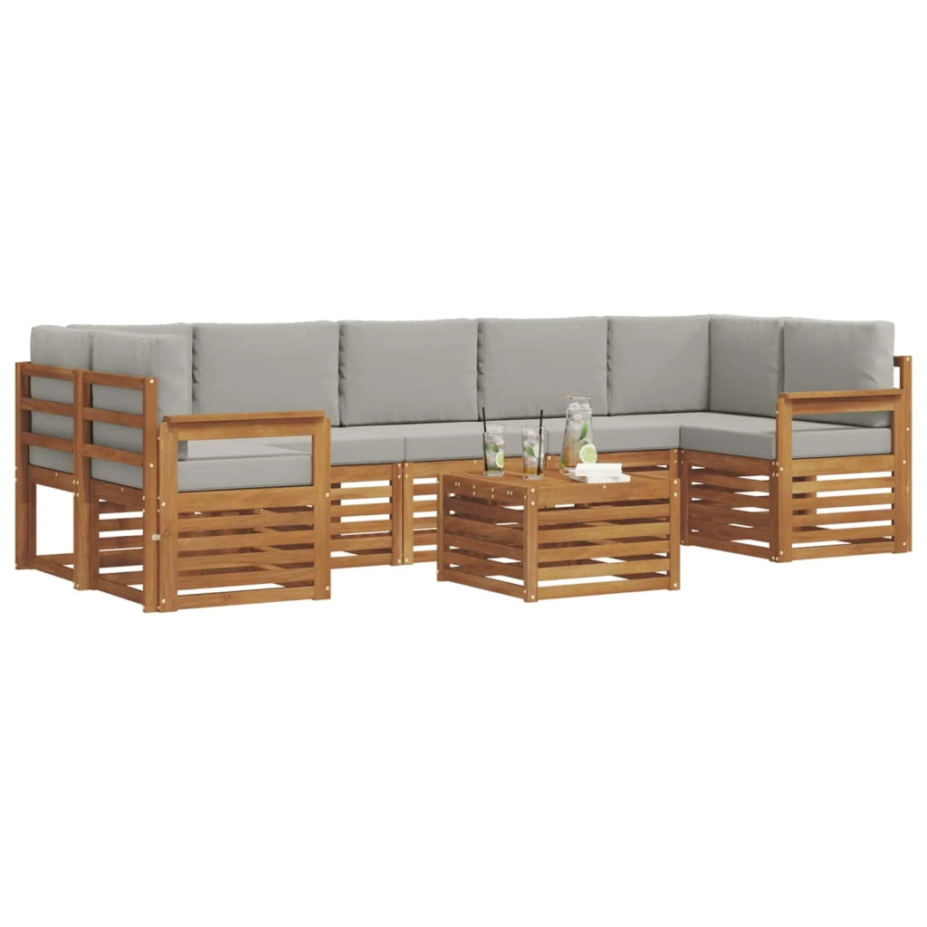 Set di divani da esterno 8 pcs Grigio Naturale e Chiaro 3374516