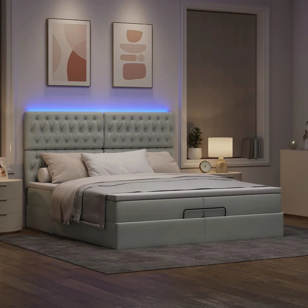 Struttura Letto Pouf con Materassi 200x200 cm Velluto 3314414