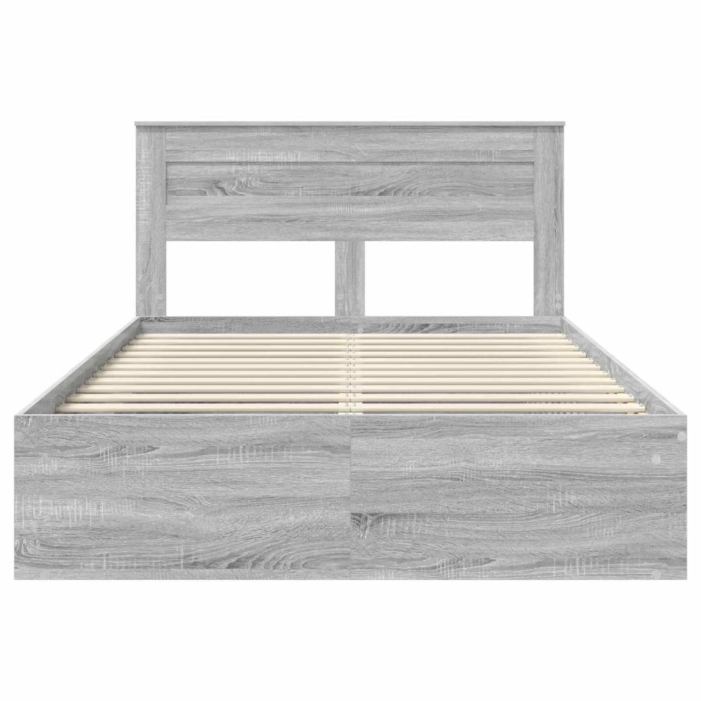 Letto matrimoniale | Letto per adulti | Struttura del letto Grigio Sonoma 140 x 200 cm Pino massello