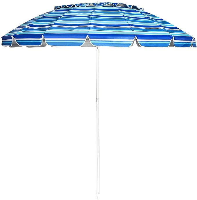 Ombrellone da Spiaggia 2,43 m, Ombrellone Portatile da Esterno con Borsa di Trasporto, con Protezione Solare, Ideale per Spiaggia, Balcone, Giardino(Blu navy)